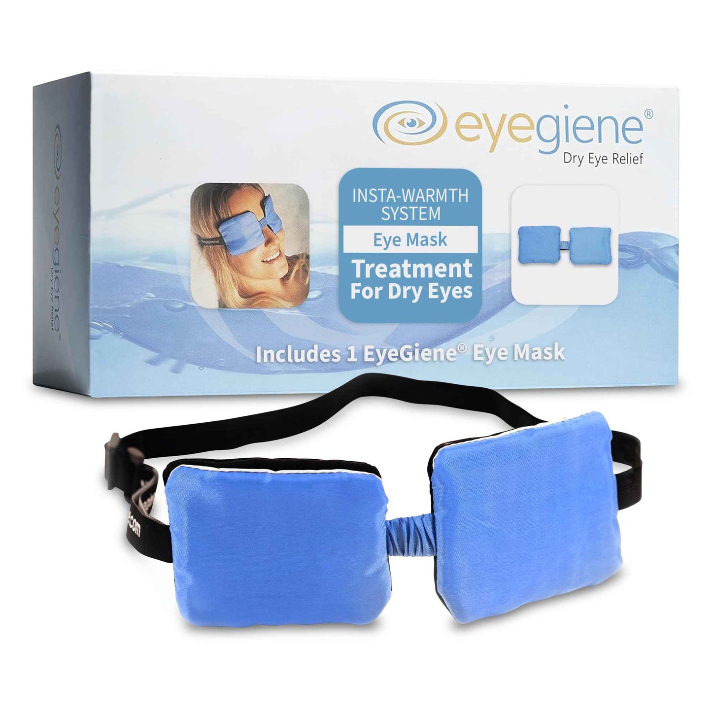 EyeGiene Insta-Warmth Eye Mask - Portable Self Heating Masks for Dry Eyes -Multi-Use Heat Treatment for Dryness, Fatigue, Styes, Blepharitis - Steam Eye Mask - Warm Compresses for Dry Eyes (1 Eyemask)