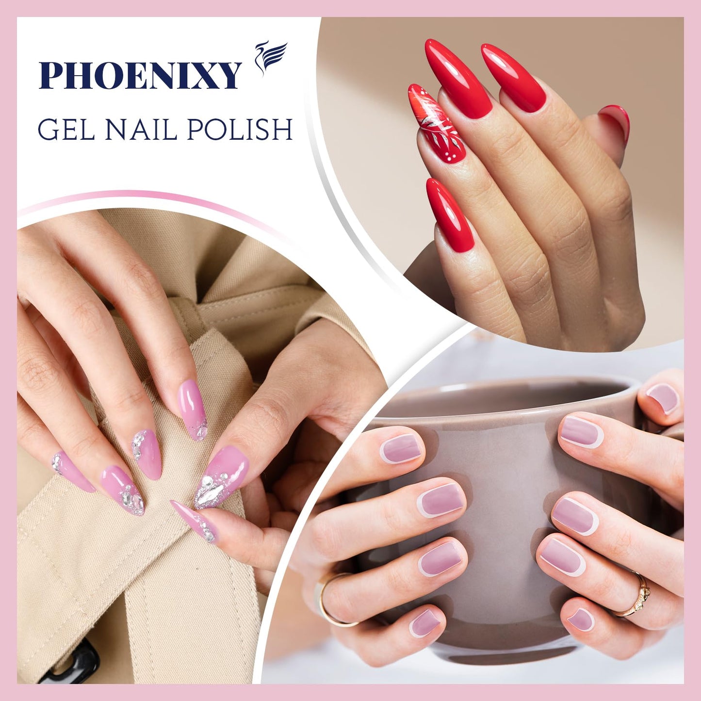 PHOENIXY Gel Nail Polish 15 Pcs Gel Nail Kit Base Coat Glossy Matte Top Coat Nail Polish Kit Gifts for Women