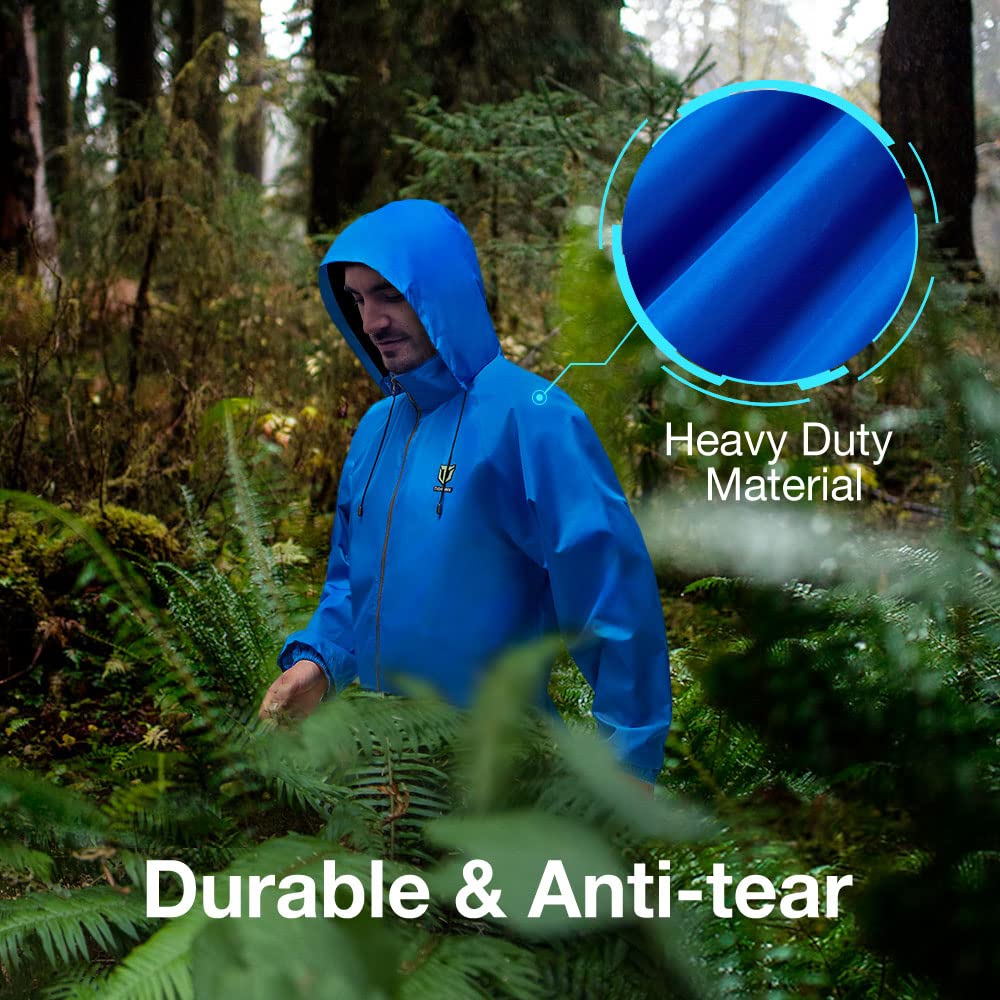 TIDEWE Rain Suit, Waterproof Breathable Lightweight Rainwear (Blue Size S)