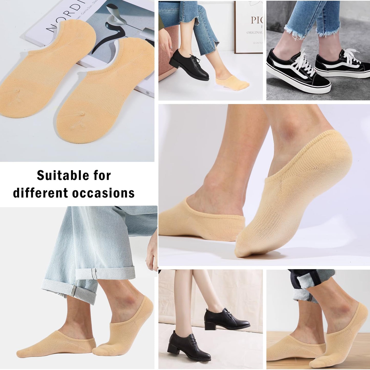 IDEGG No Show Socks Womens and Men Low Cut Ankle Short Anti-slid Athletic Running Novelty Casual Invisible Liner Socks