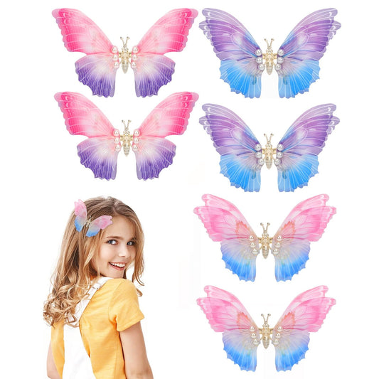 Arqumi Butterfly Hair Clips,8 Pieces Mini Cute Butterfly Hair Accessories with Diamond Decorations,Brightly Colorful and Lifelike Three-Dimensional Butterlfy Hair Clips for Women and Girls