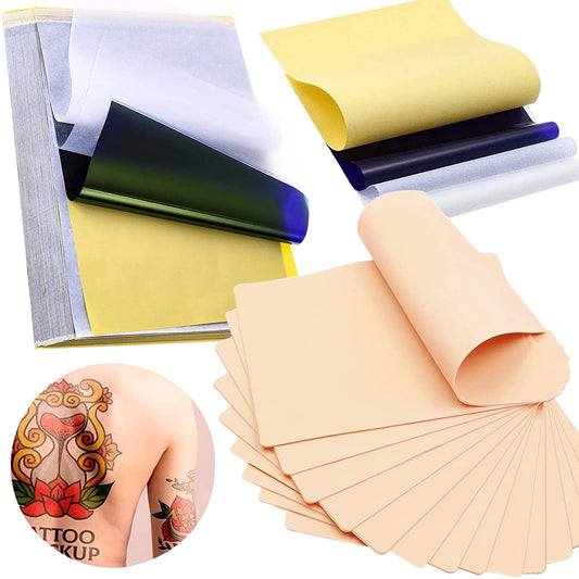 Tattoo Practice Skins with Transfer Paper - Judero 40Pcs Blank Tattoo Skin Practice and Stencil Paper Kit Includes 30Pcs DIY Tracing Paper and 10Pcs Double Sides Tattoo Fake Skin for Artist