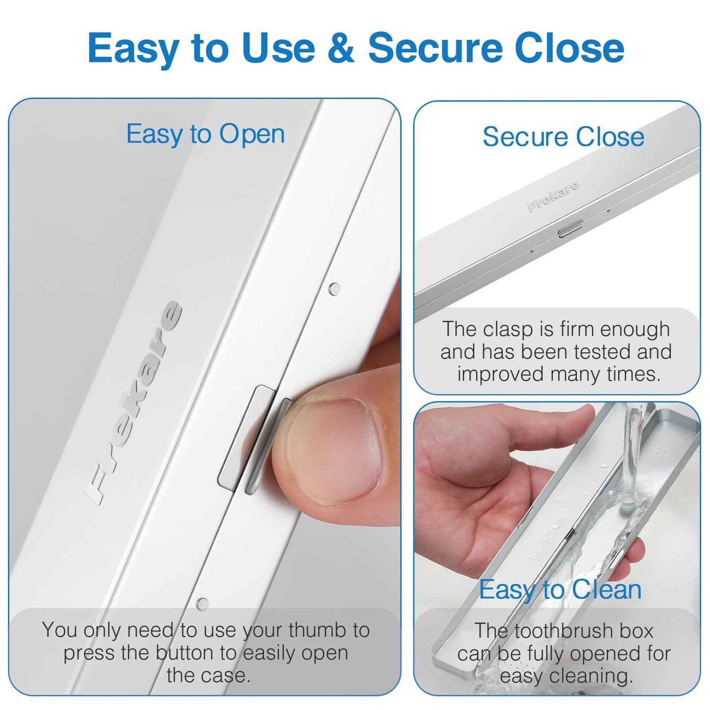 Frekare Toothbrush Travel Case Aluminum, Manual Tooth Brush Holder for Traveling, Portable Toothbrush Container for Bathroom, Camping, Business Trip, School (Silver)