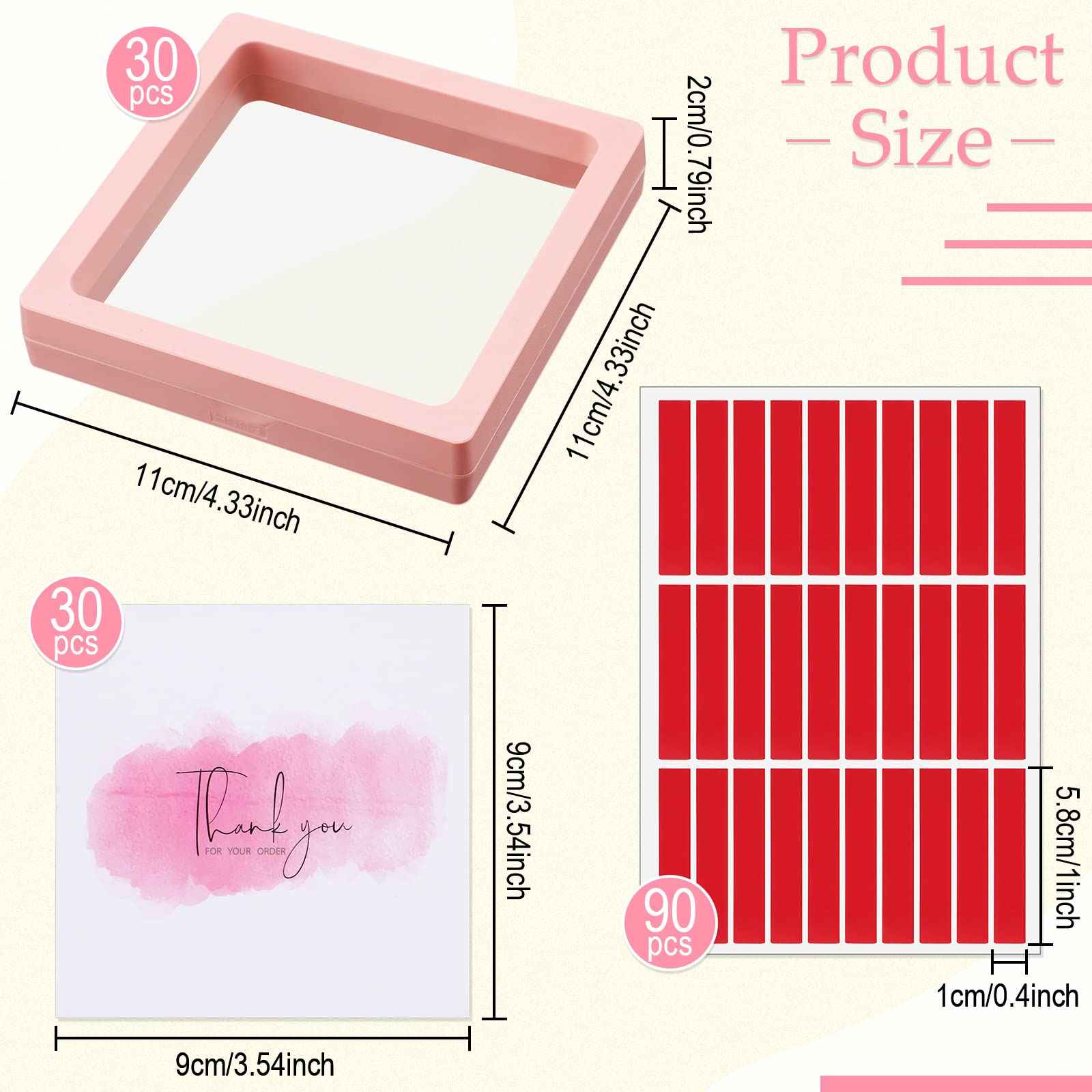 meekoo 30 Pcs Press on Nail Packaging Box with 90 Pcs Adhesive Double Sided Tape Artificial Nail Display Case Storage Container Box Acrylic Packaging Organizer for Art Home Salon(Pink)