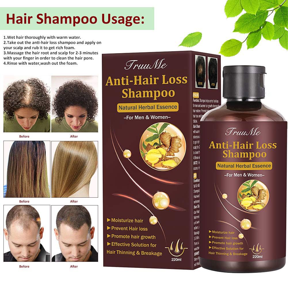 Hair Growth Shampoo, Hair Loss Shampoo, Hair Thickening Shampoo, Anti-Thinning Shampoo, Hair Growth-Thickening Shampoo, Hair Loss Treatment, for Stop Hair Loss, Grow Hair Fast, Men & Women, 220ML