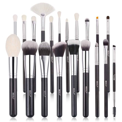 BEILI Makeup Brushes 20pcs Makeup Brush Set Premium Synthetic Kabuki Foundation Face Powder Fan Contour Concealer Eye Shadows Eyebrow Eyeliner Make Up Brush Tools Kit(Black)