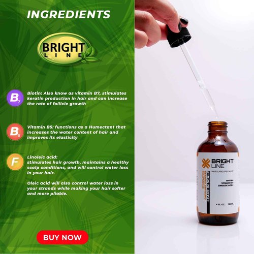 Bright Line Hair Growth Serum - Anti-Hair Loss and Regrowth Treatment for Dry, Damaged Hair and Scalp