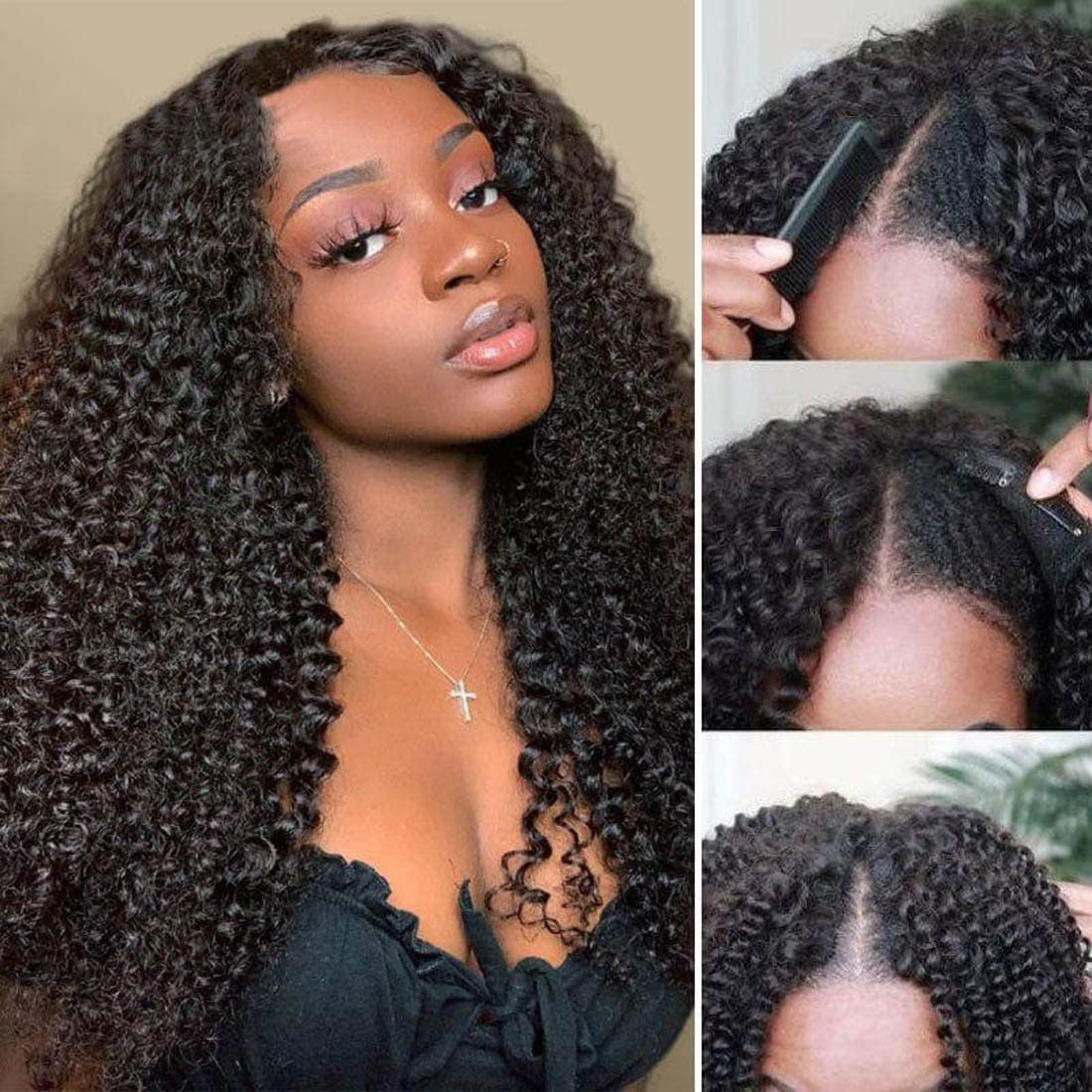 UNICE Curly V Part Wig Human Hair No Leave Out 180% Density Upgrade U part Wigs with Clips Glueless Wig Human Hair for Women Beginner Friendly No Lace No Glue No sew in 20 inch