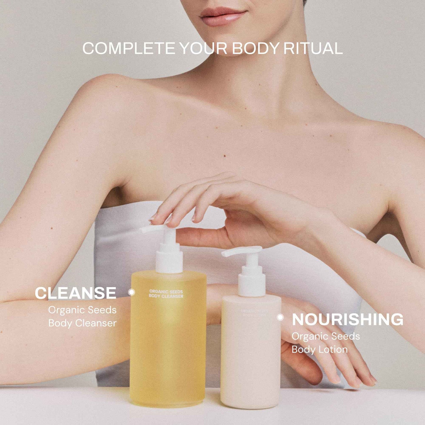 Whamisa Organic Seeds Body Cleanser - Relaxation, Fermented Postbiotic Formula for Relaxing Skin, Waterless Formua, Body Wash, Spa Care, Woody Scent (490ml)