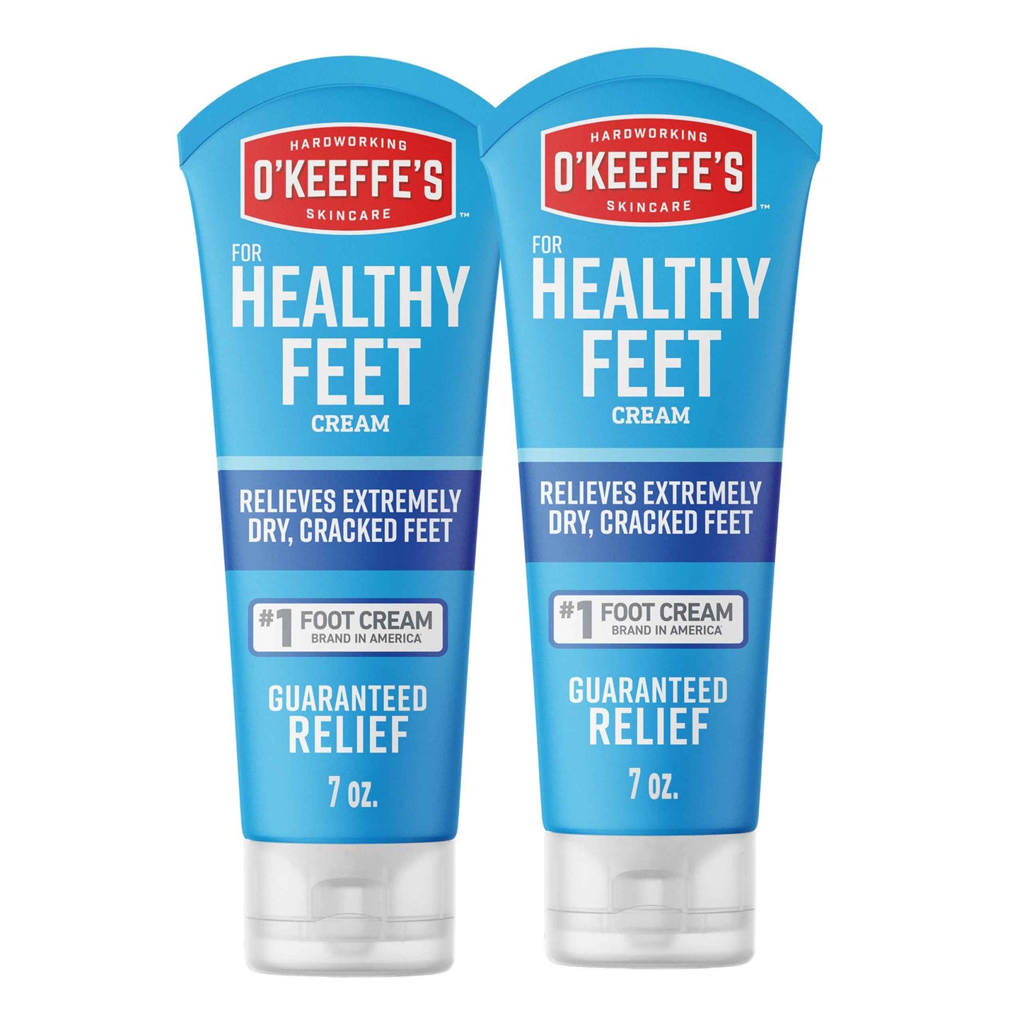 O'Keeffe's for Healthy Feet Foot Cream - 7 oz Tube (2 Pack) - Guaranteed Relief for Extremely Cracked, Dry Feet, Repairing Skincare, Instantly Boosts and Retains Moisture Levels