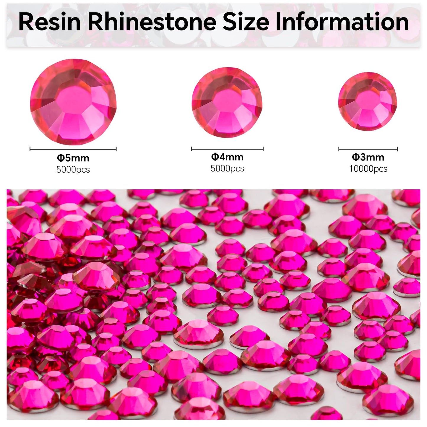 Rose Rhinestones Bulk, 5000PCS Flat Back Round Jelly AB Rhinestones Non-Hotfix Crystal Gems Wholesale for Crafts Makeup Nails Face Tumblers Clothes Shoes Handmade Decoration 5mm