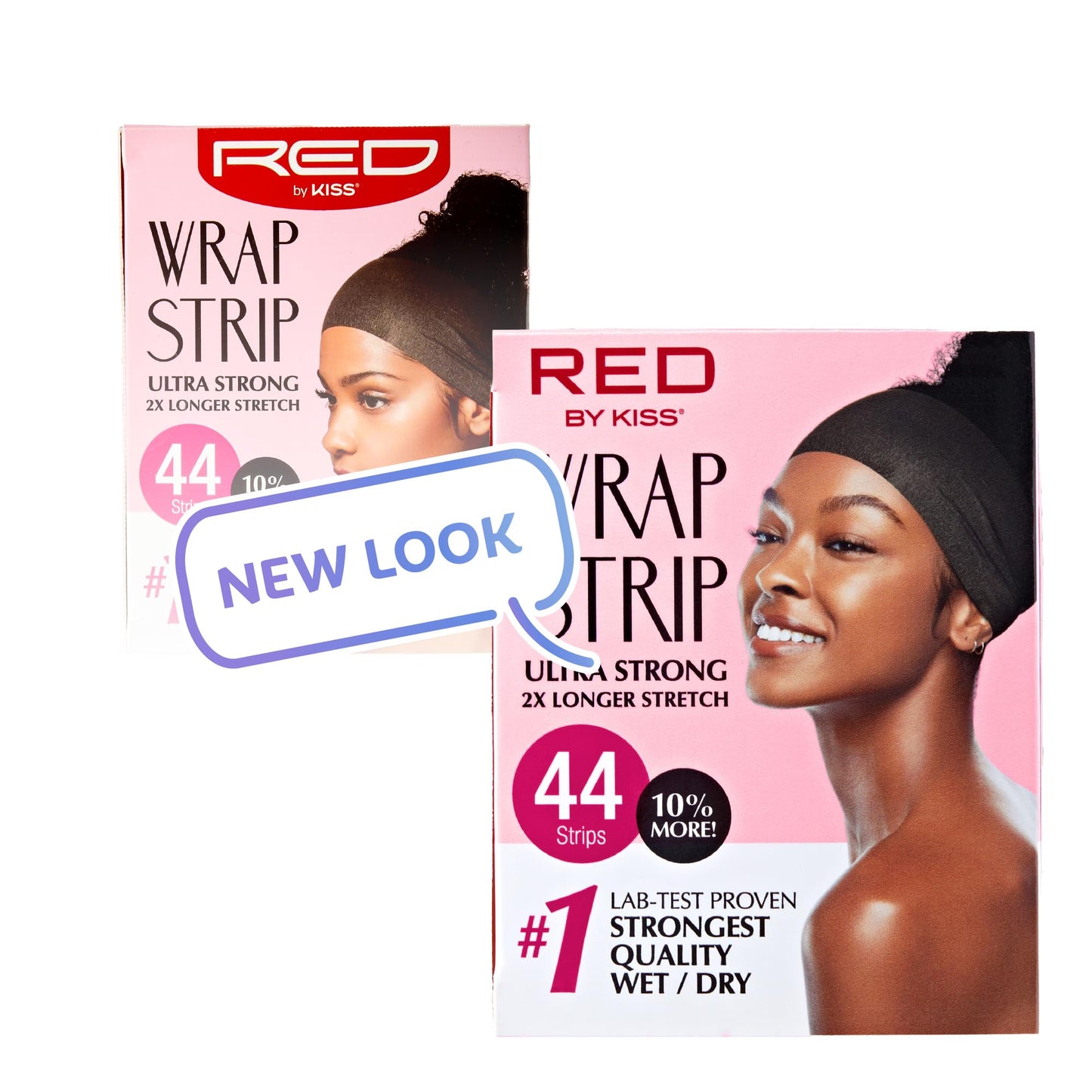 Red by Kiss Wrap Strip, Ultra Strong 2X Longer Stretch Wide Styling Wrap, 44 Strips, Wrap Strip for Natural Hair and Molded Styles, Suitable for Wet/Dry Hair, Black-3.5" (6 PACK)