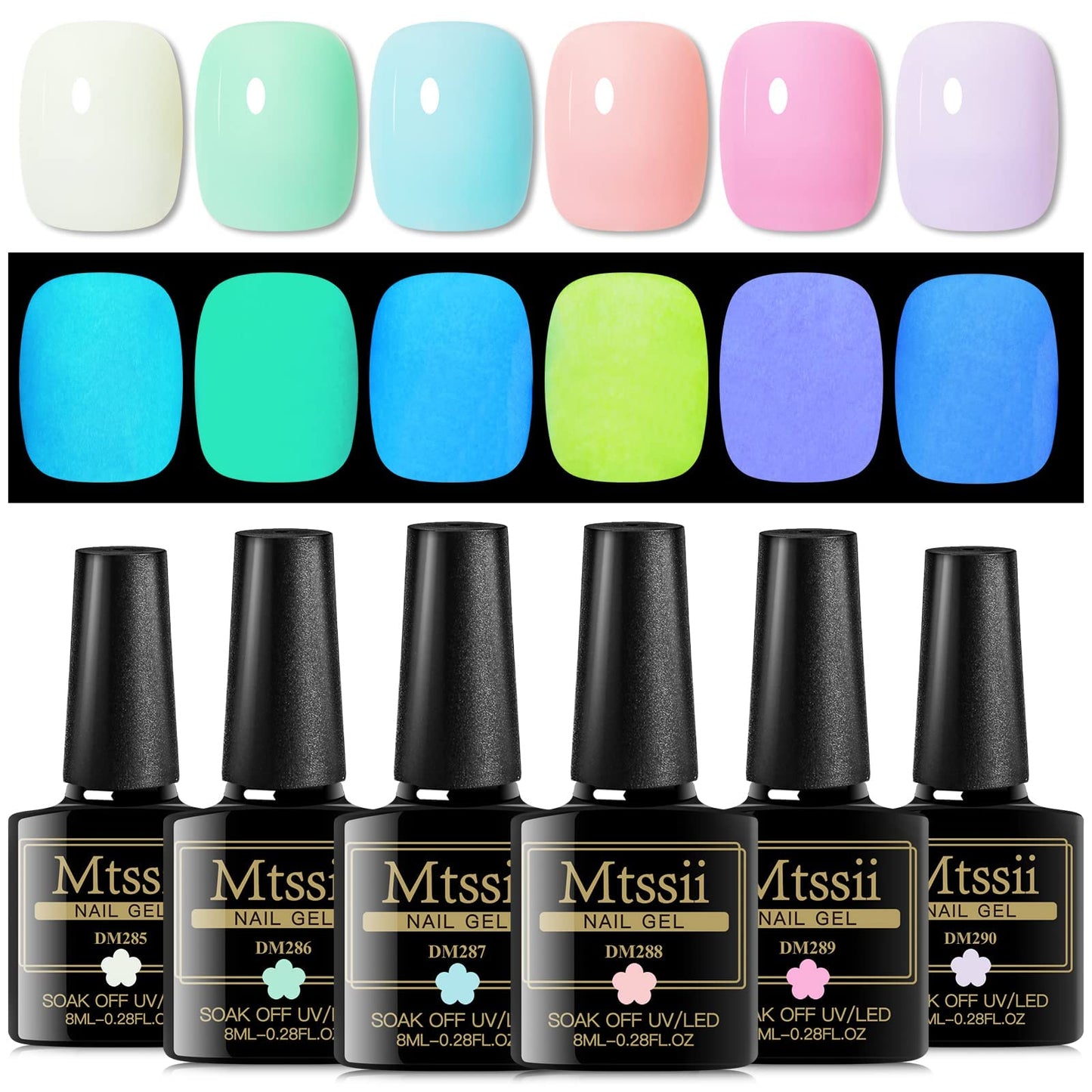 MTSSII Gel Nail Polish Kit, 6 PCS Jelly Translucent Gel Nail Polish Sock Off UV/LED Gel Nail Polish Lamp Cured, 8 ml/0.28 FL.OZ (Jelly Glow)