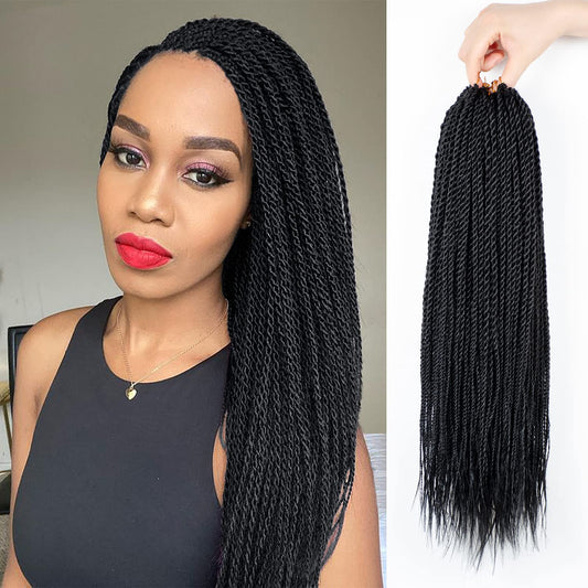 NAYOO Senegalese Twist Crochet Hair For Black Women - 8 Packs , 35 Strands/Pack Small Twist Crochet Braids Hair Hot Water Setting, Crochet Braiding Hair Straight Ends(18 Inch, 1B)