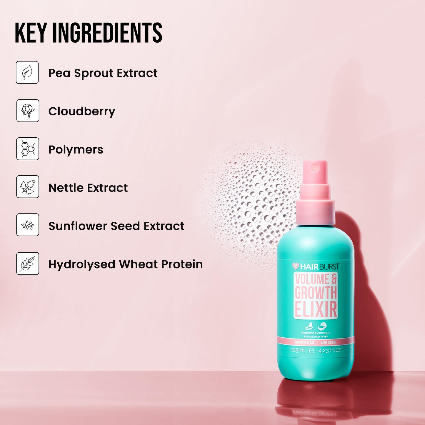 HAIRBURST Hair Volume and Growth Elixir - Volumizing Hair Spray for Hair Loss Prevention and Scalp Protection, 125mL