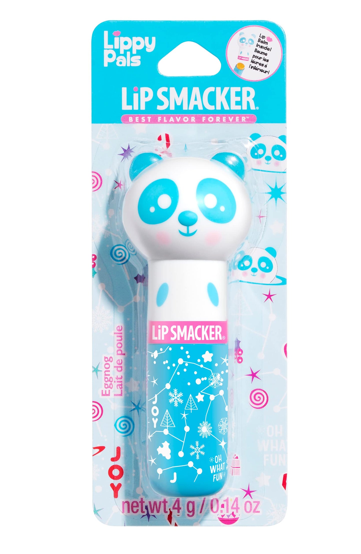 Lip Smacker Lippy Pals Panda Holiday, Flavored Moisturizing & Smoothing Soft Shine Lip Balm, Hydrating & Protecting Fun Tasty Flavors, Cruelty-Free & Vegan - Eggnog