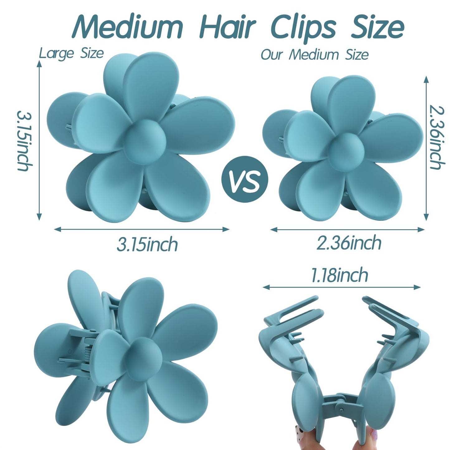 Flower Hair Clips Set - 6 Packs Cute 2.4 Inch Daisy Floral Clips for Thin and Medium Thick Hair, Non-Slip Strong Hold Jaw Clips for Women, Girls, Toddlers