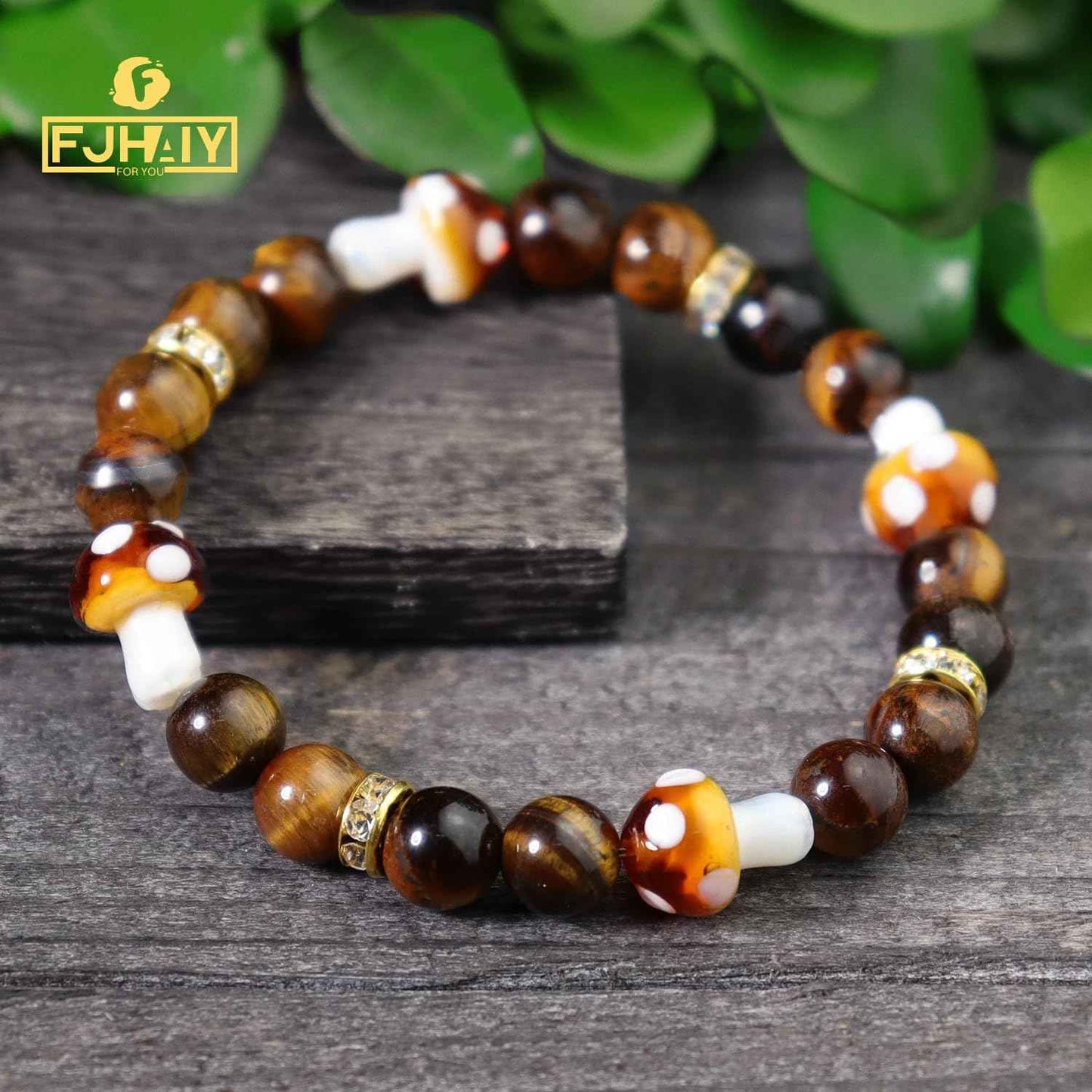 FJHAIY Mushroom Cosmetic Bag & Bracelets Gift Set - 50PCS Mushroom Stickers - Perfect for Women, Travel & Cosmetic Storage