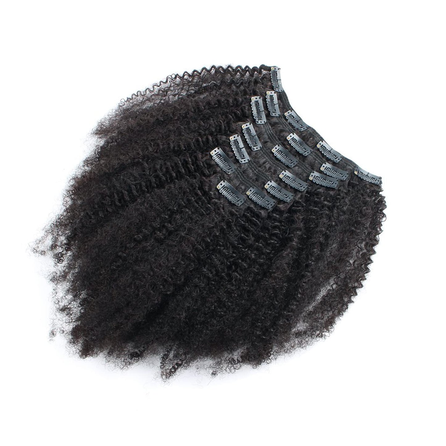 oylove Kabadu Brazilian Afro Kinky Curly Clip In Human Hair For Black Women Hair Extension 8pcs 120g/set 4B 4C Virgin Human Hair Clip Ins for African American Natural Black Color 12 Inch