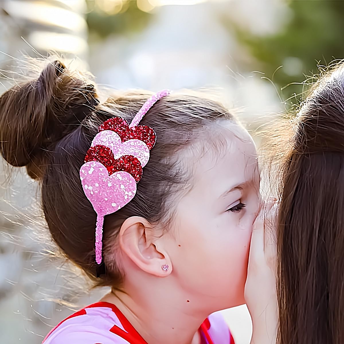 Doneace Valentine's Day Heart Headband Hair Band Glitter Hair Hoop Red and Pink Sequins Hair Accessories Headdress for Women Girls Valentine's Day New Year Wedding Birthday Party Gift