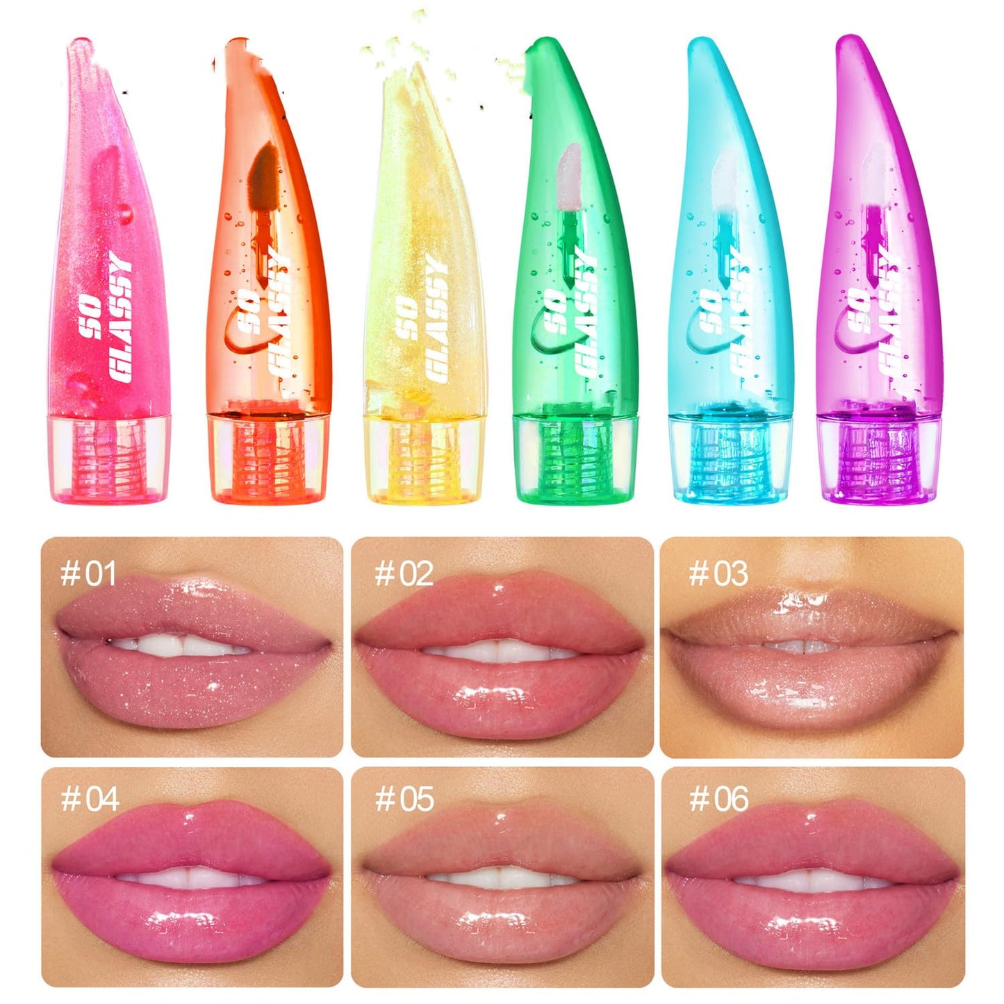 MAEPEOR Changing Lip Gloss 6 Colors Moisturizing Non-sticky Lip Oil Gloss Nourishing Shiny Glossy Lipgloss for Lip Care and Dry Lip (Color 04)