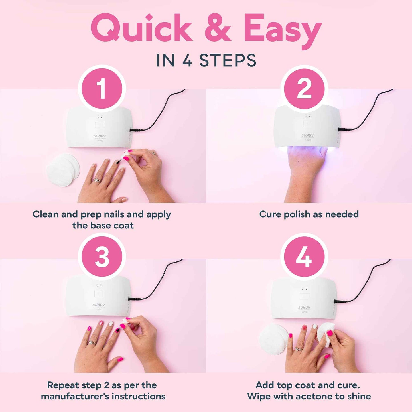 SUNUV SUN9C UV LED Nail Lamp Pink with Top Gel and Base Gel