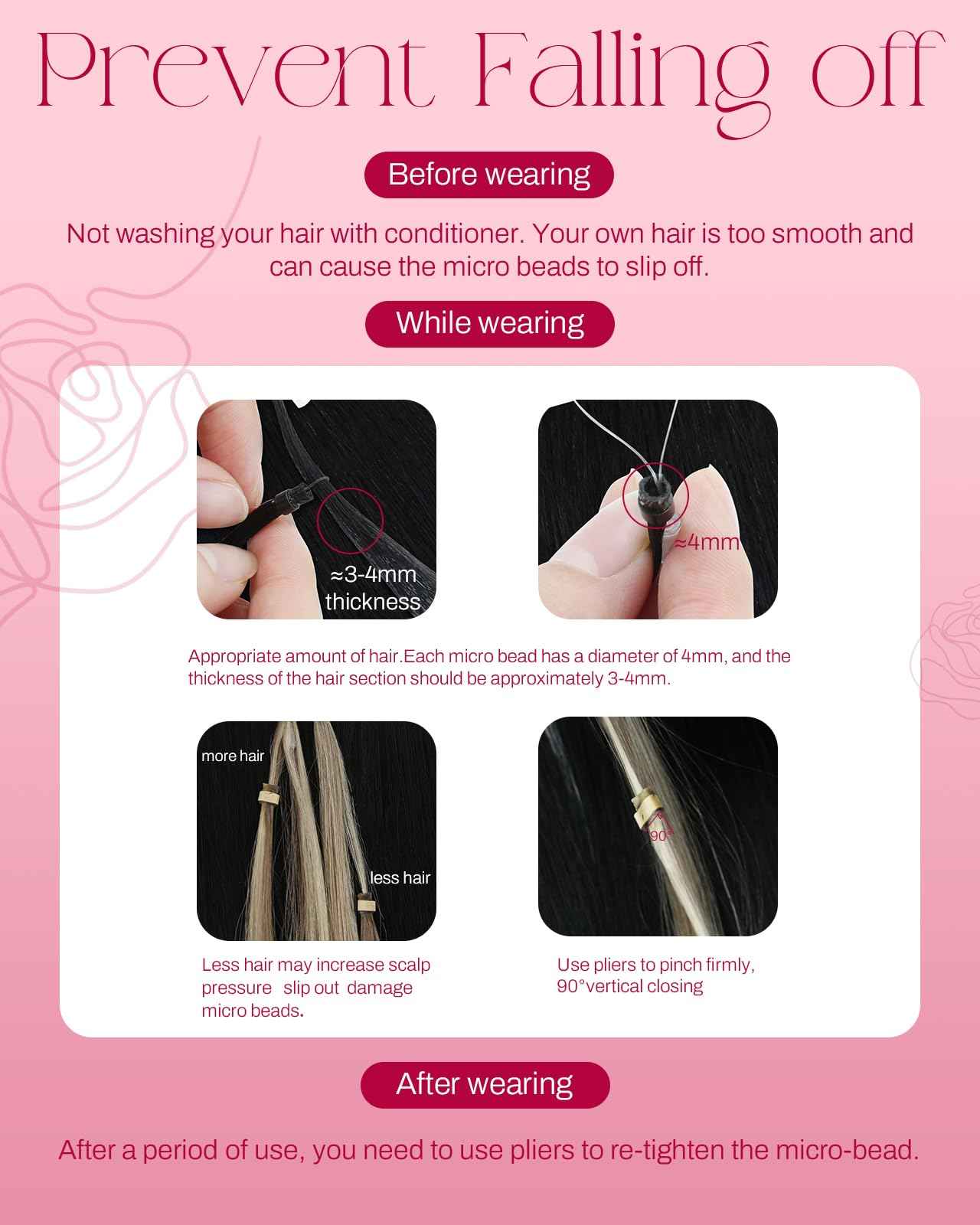 Moresoo Micro Link Hair Extensions Human Hair Dark Burgundy Micro Loop Hair Extensions Human Hair Add Length for Any Occasions 50S/50G 18 Inch