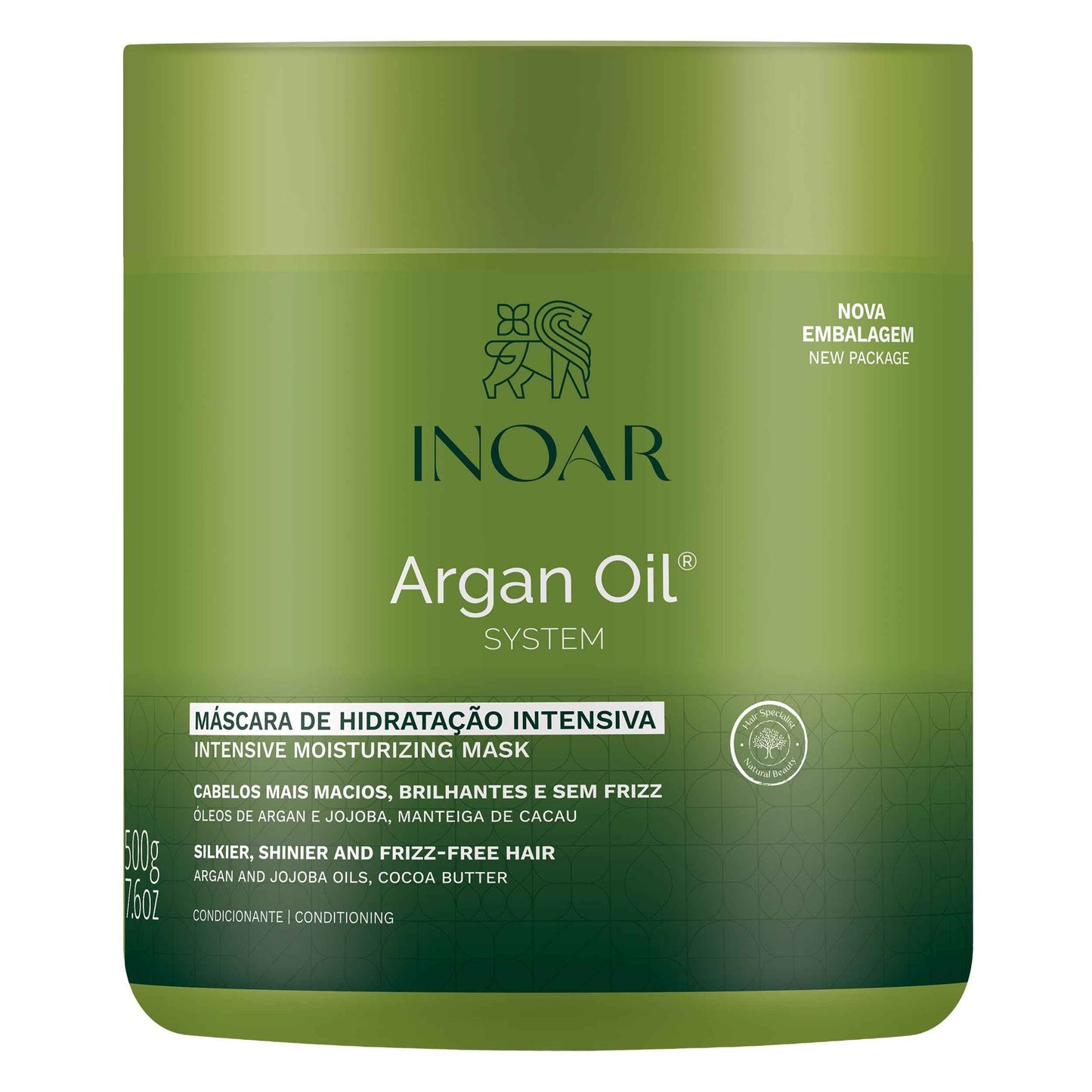 INOAR Argan Oil Hair Mask Hidratante Deep Moisture & Repair Treatment, 17.64 Fl Oz