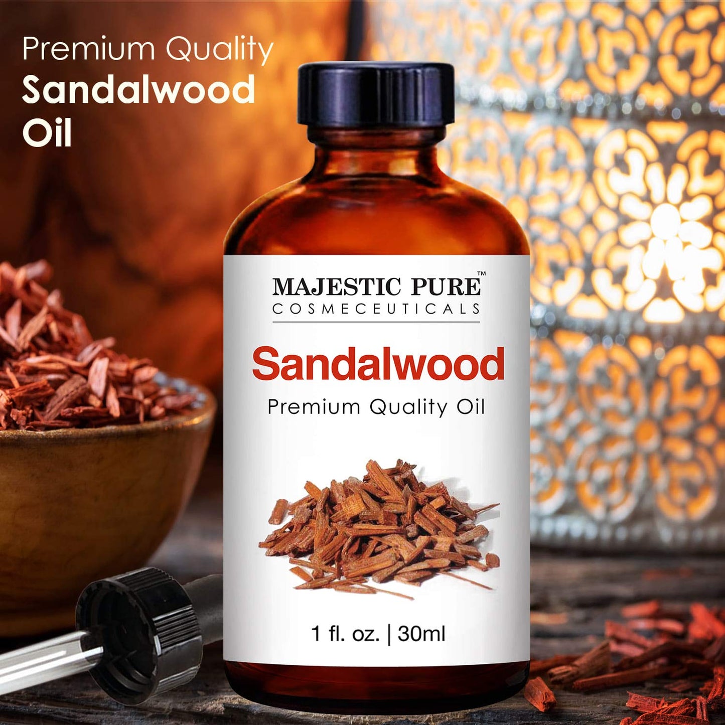 MAJESTIC PURE Sandalwood Essential Oil | 100% Pure and Natural Sandalwood Oil | Premium Grade Essential Oils for Hair Care, Home Diffusers, Skin, Aromatherapy, Massage and Humidifiers | 1 Fl Oz