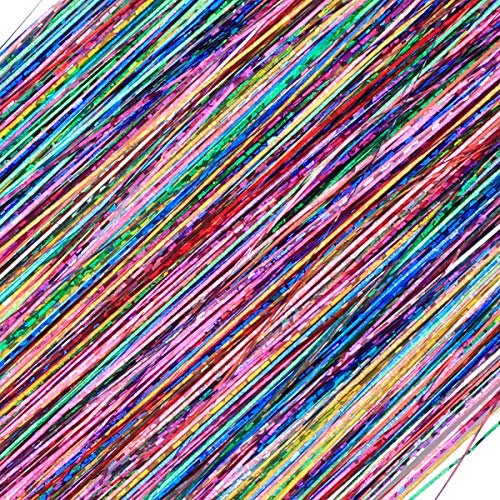 DANSEE 48" Hair Tinsel Hair Dazzle Glitter Extensions 750+ Strands Kit Sparkling Silk Fairy Hair Shiny Hair Flairs Tinsel Extensions Party Highlights Synthetic Hairpieces (12 Color Hair Tinsel Set)