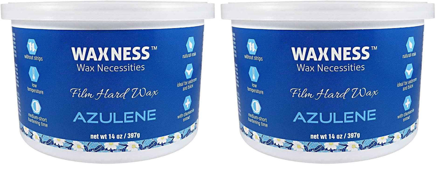 Wax Necessities Waxness Azulene Stripless Hard Wax Tin 14 Ounces (Pack of 2)
