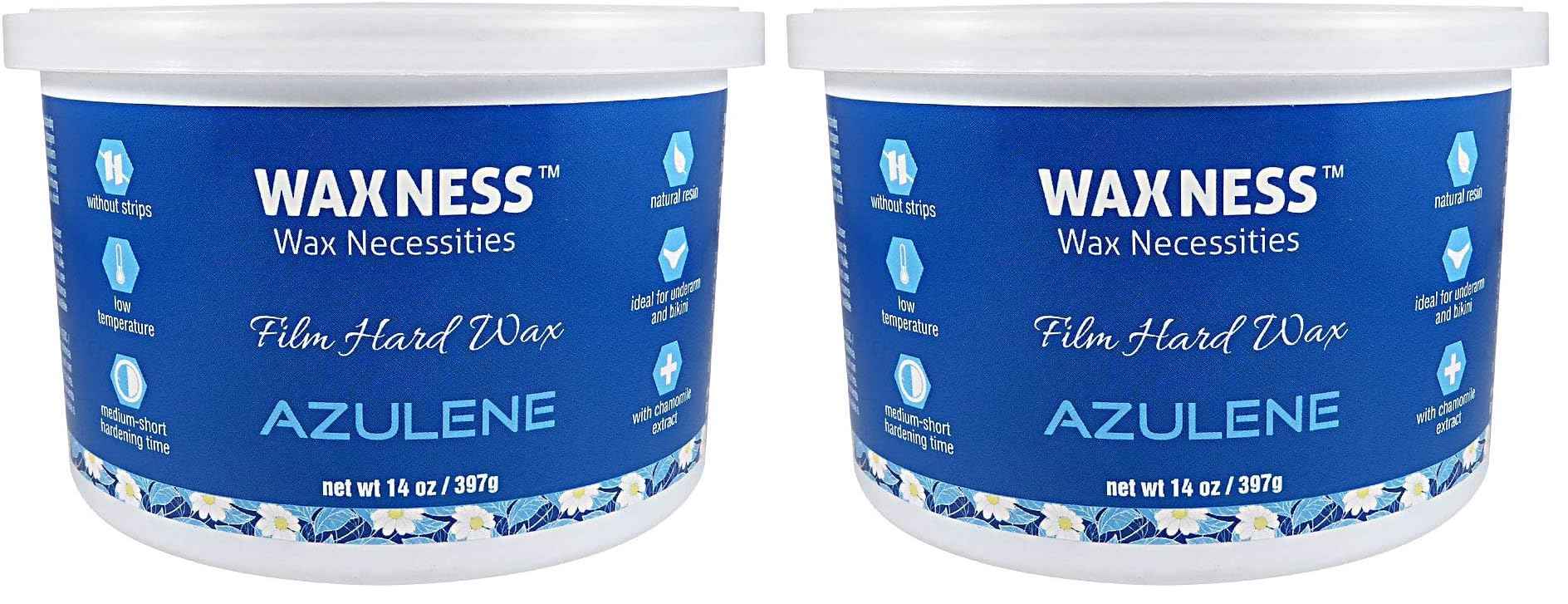 Wax Necessities Waxness Azulene Stripless Hard Wax Tin 14 Ounces (Pack of 2)