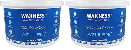 Wax Necessities Waxness Azulene Stripless Hard Wax Tin 14 Ounces (Pack of 2)