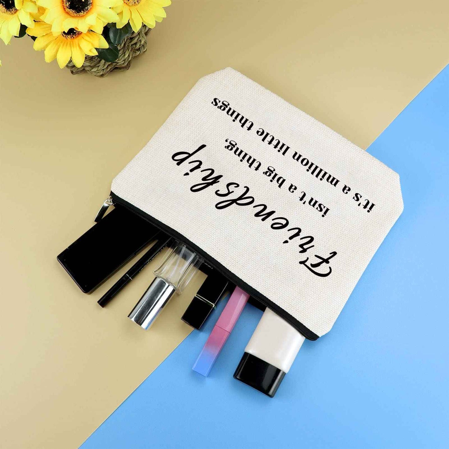 Friendship Gifts for Women Girls Best Friend Gift Makeup Bag Soul Sister Gift Cosmetic Bag Graduation Wedding Birthday Gift for Her Friend BFF Female Bestie Cosmetic Pouch Case Travel Toiletry Bag