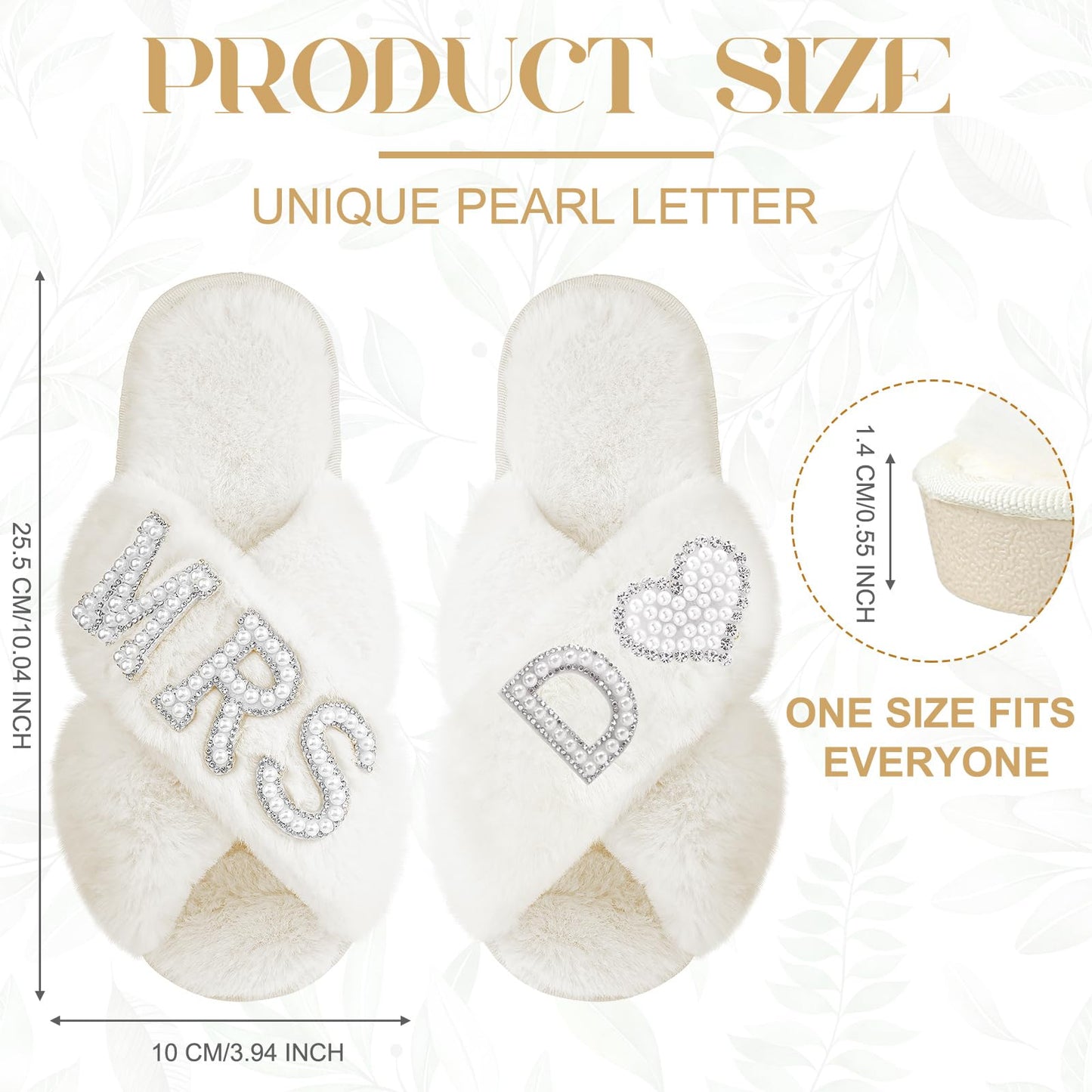 Xtinmee Personalized Initial Wedding Bride Slippers MRS Pearl Letter Makeup Bag Bridal Shower Gifts for Wedding Day (D)