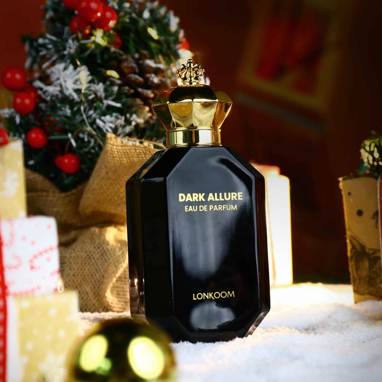 Lonkoom Dark Allure Perfume for Men, 3.4 Fl Oz/100ml Eau de Parfum Spray Long-Lasting Fragrance, Leather Notes of Cinnamon, Leather, Tobacco, Rum, Vanilla