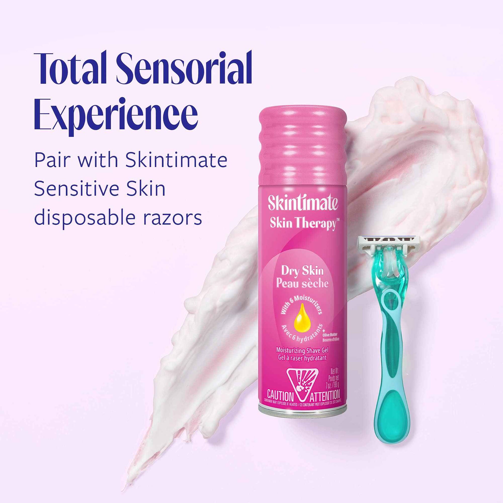 Skintimate Skin Therapy Dry Skin Shave Gel for Women, 6 Pack | Skintimate Shaving Cream for Women, Womens Shaving Cream, Shaving Foam, Womens Shave Gel, Pack of 6, 7oz each