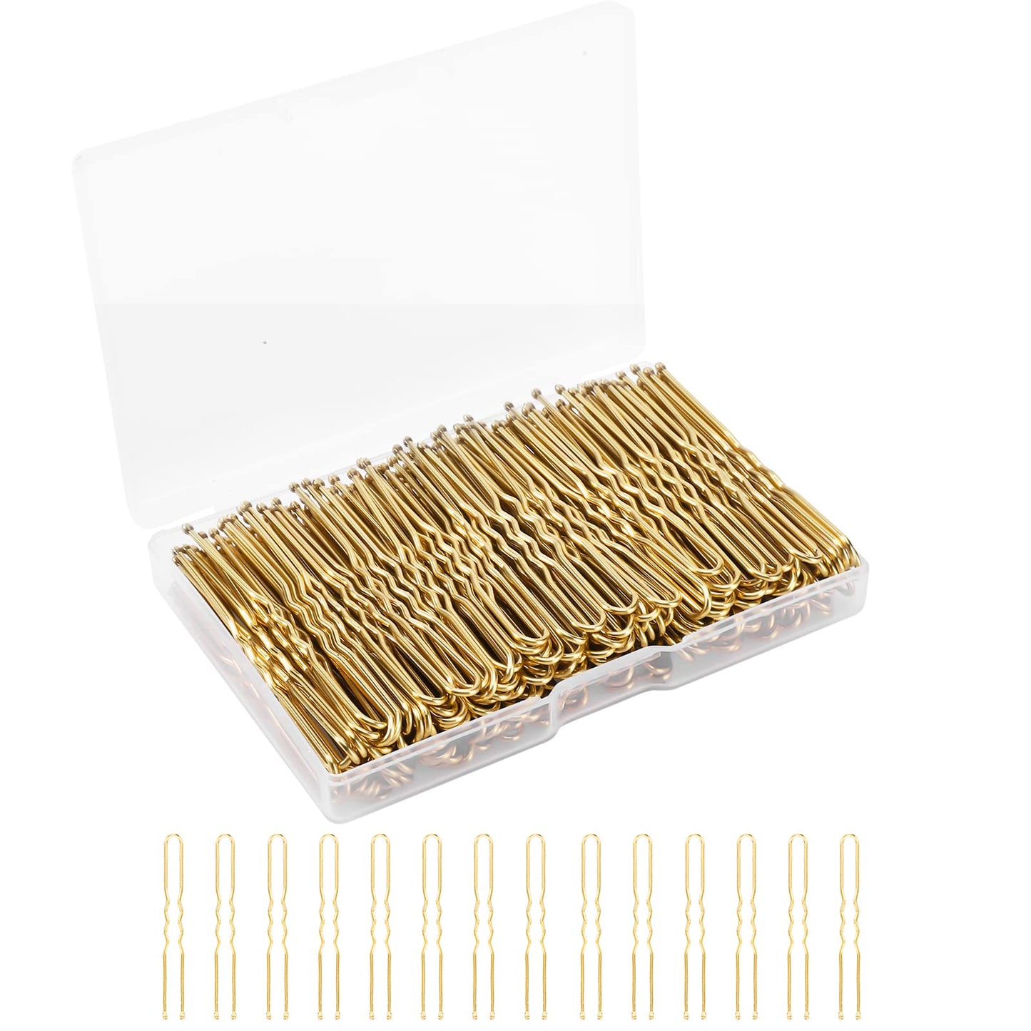 BEoffer U Shaped Hair Pins, 200 Count of Buns Waved Hair Pins for Women Girls with Box for Updos French Twists, Bobby Pins Hairgrip Hair Grip Hairclip Bulk Hair Accessories (Blonde, 2.4 Inch)