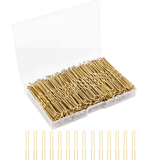 BEoffer U Shaped Hair Pins, 200 Count of Buns Waved Hair Pins for Women Girls with Box for Updos French Twists, Bobby Pins Hairgrip Hair Grip Hairclip Bulk Hair Accessories (Blonde, 2.4 Inch)