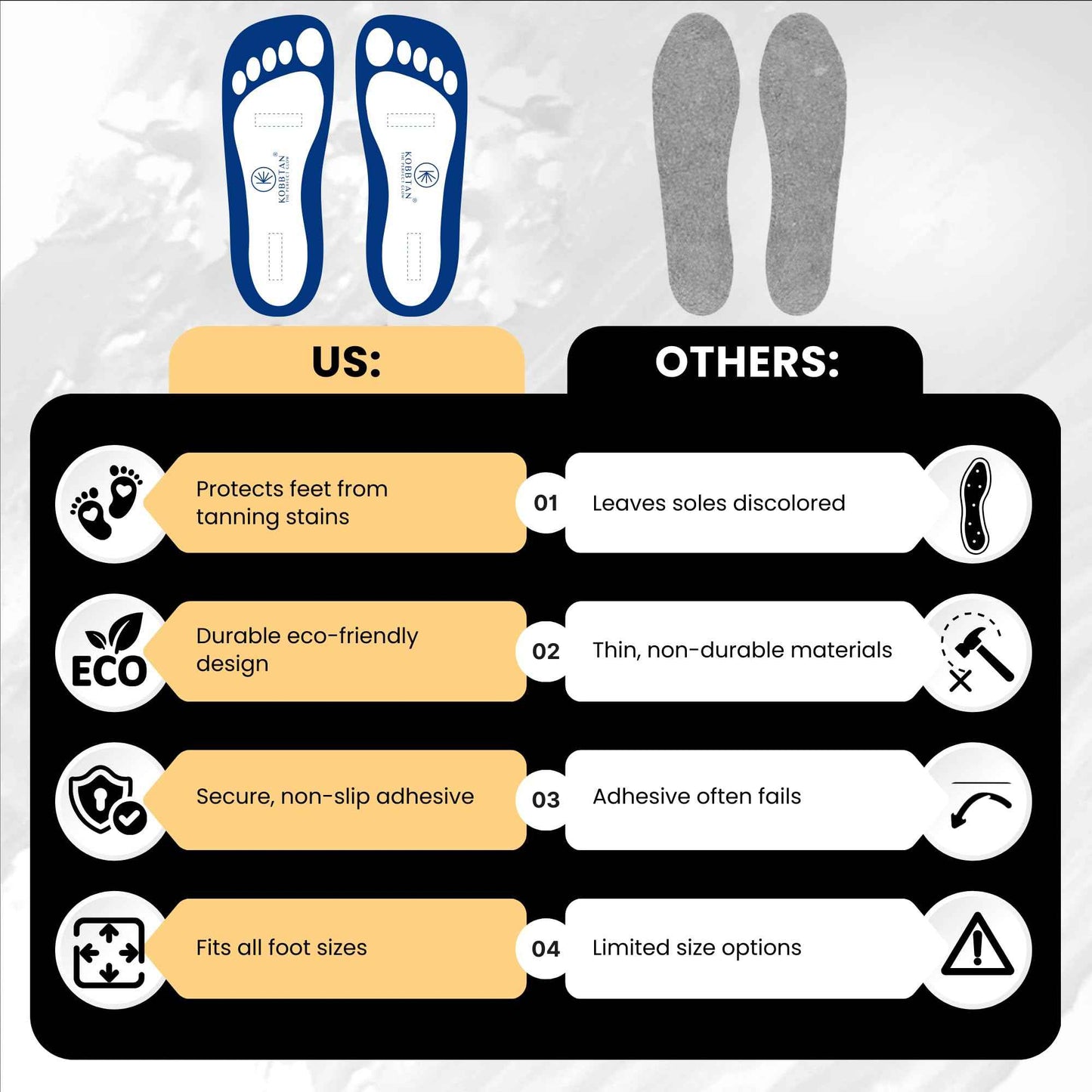 KobbTan 120Pairs Spray Tan Feet Pads Disposable & Economic for Spray tanning,Use in Tanning booth,Sunless Tanning at Home or Beauty Salon-Non Slip-Comfortable-Hygienic-Ultra Bronzing ((Blue))