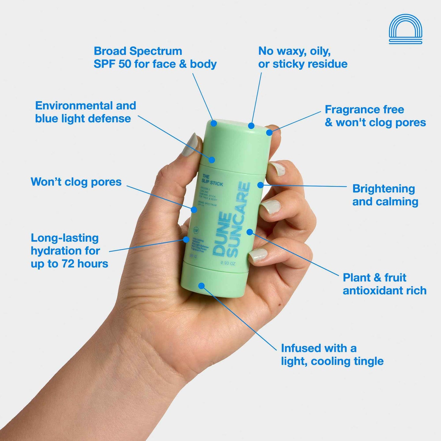 The Slip Stick SPF 50 Invisible Ultra Hydrating Cooling Sunscreen Stick – Fragrance-Free, Clean-Chemical Sunscreen for Face & Body – Vegan, Non-Greasy, Non-Waxy & No White Cast