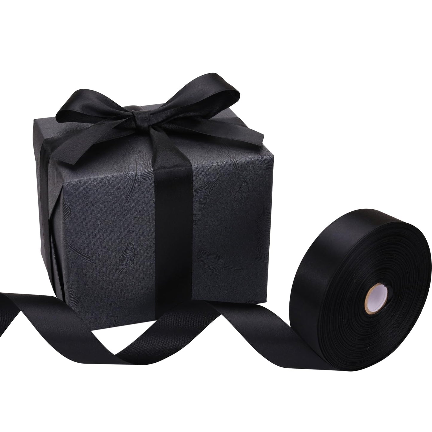 Nsilu 1 inch, Black Ribbon for Gift Wrapping 50 Yards Perfect Wedding Party Wreath Sewing DIY Hair Accessories Decoration Floral Hair Balloons Other Projects