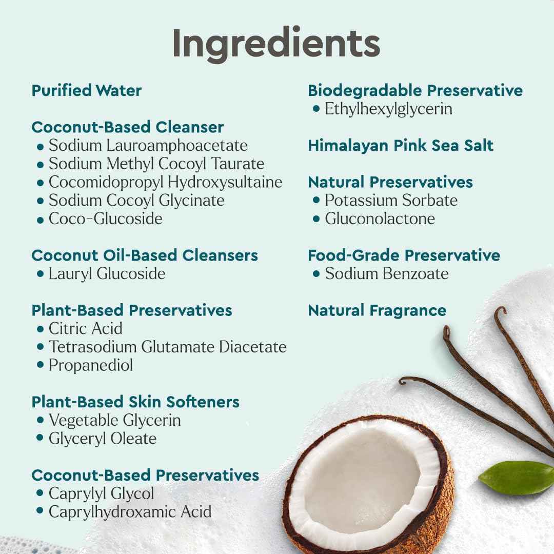 Puracy Body Wash Refill, Natural Body Wash, 98.6% Pure Plant Ingredients, Moisturizing Shower Gel for Women Men Kids, Body Soap for Dry Sensitive Skin. Gently Scented with Coconut & Vanilla, 48 Ounce