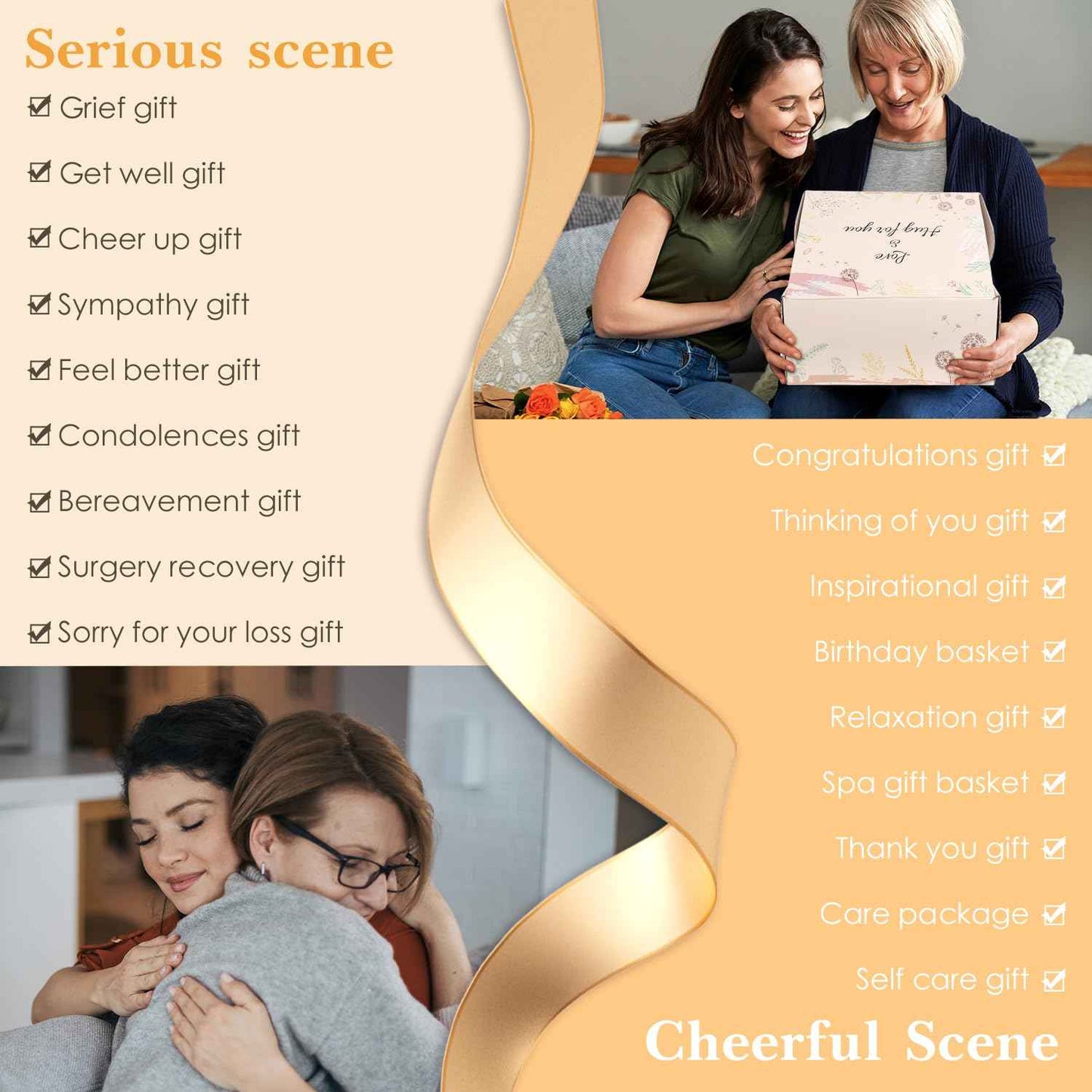 Sympathy Gift Baskets for Women, Care Package for Grieving Friend, Sorry for Your Loss Gift Basket, Get Well Soon Gift Basket for Sick Friends After Surgery Feel Better Gifts Thinking of You Gift