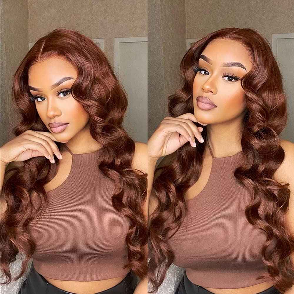 ALLRUN Brown Body Wave Bundle Human Hair 18 Inch Hair Weave Human Hair 1 Bundle 10A 100% Unprocessed Brazilian Remy Virgin Raw Hair Bundles Body Wave Extensions 4# Color Reddish Brown Hair