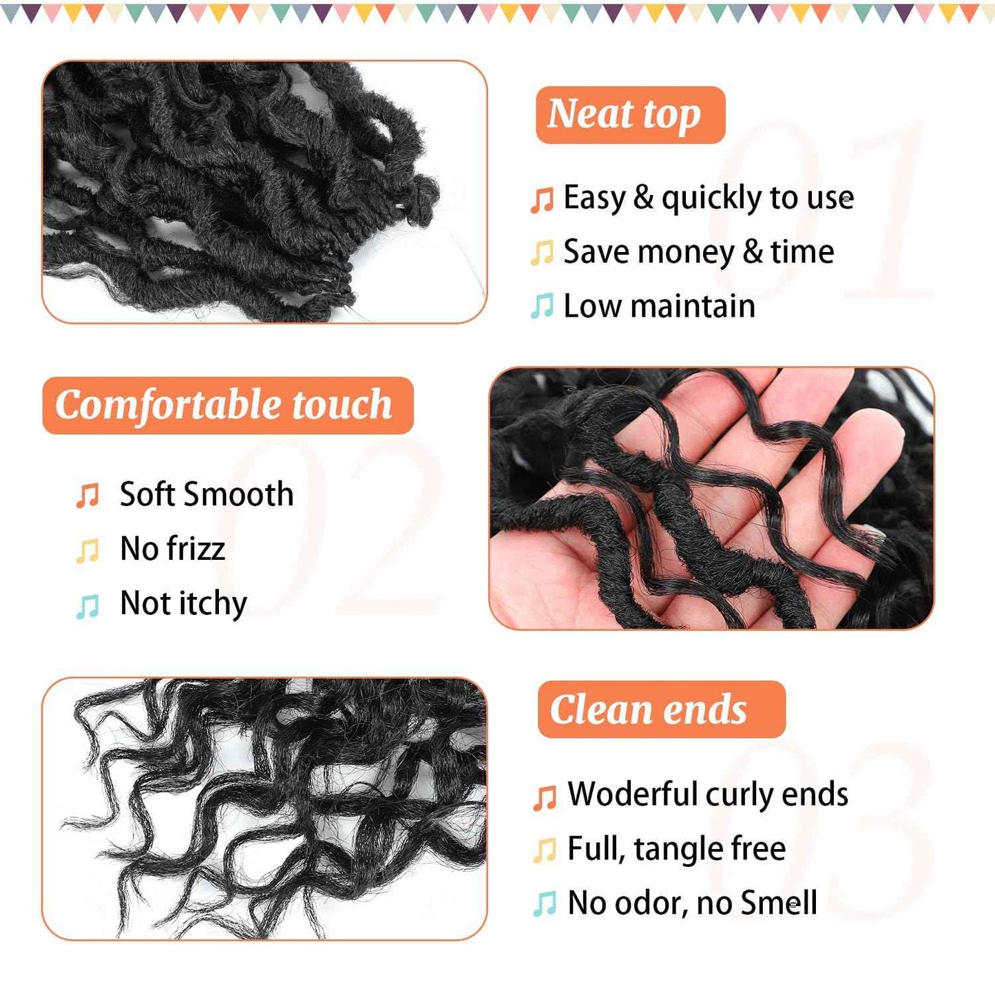 Forevery Goddess Locs Crochet Hair 16 Inch Faux Locs Crochet Hair Pre Looped Crochet Hair for Black Women 6 Packs Black Boho Crochet Locs with Curly Ends 1B