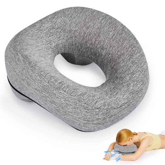 YOSHIKO Massage Table Face Pillow Face Down Pillows for Bed, Massage Headrest for Face Down Sleepers, Eye Surgery Recovery, Spa Pillow for Massage Table with Breathable Design, Removable Cover Grey