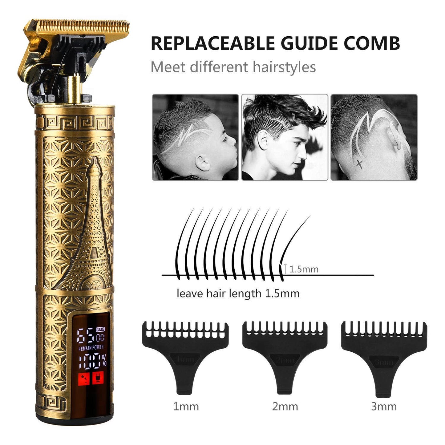 Hair Clippers for Mens Zero Gapped Cordless Hair Trimmer T-Blade Trimmer Professional Haircut & Grooming Kit Rechargeable Edgers Clippers Hair Trimmer Shaver Cutting Kit with LCD Display (Led-Tower)