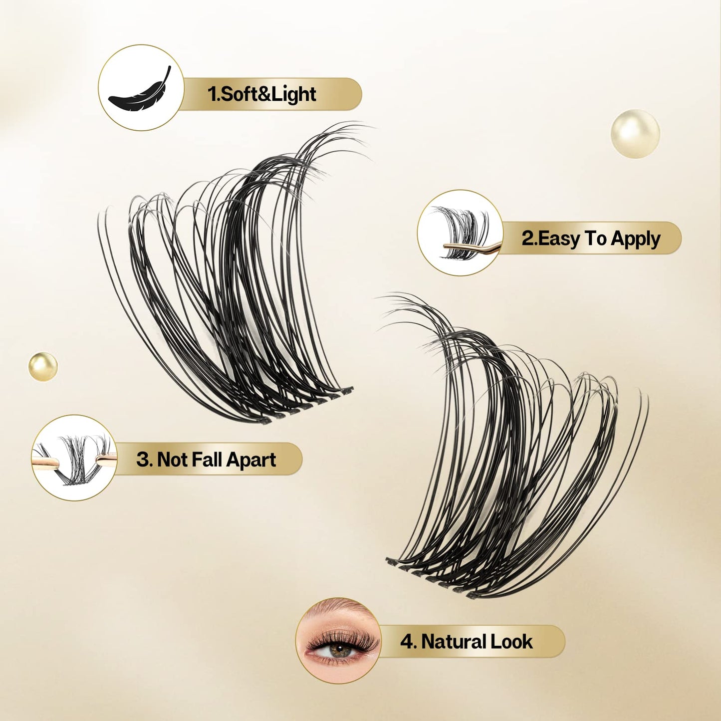 QUEWEL Lash Clusters Mix8-16mm Cluster Lashes Clear Thin Band DIY Lash Extensions Comfortable & Not Fall Apart Individual Lashes Long-Lasting Natural Look(QU16-Mix8-16mm)