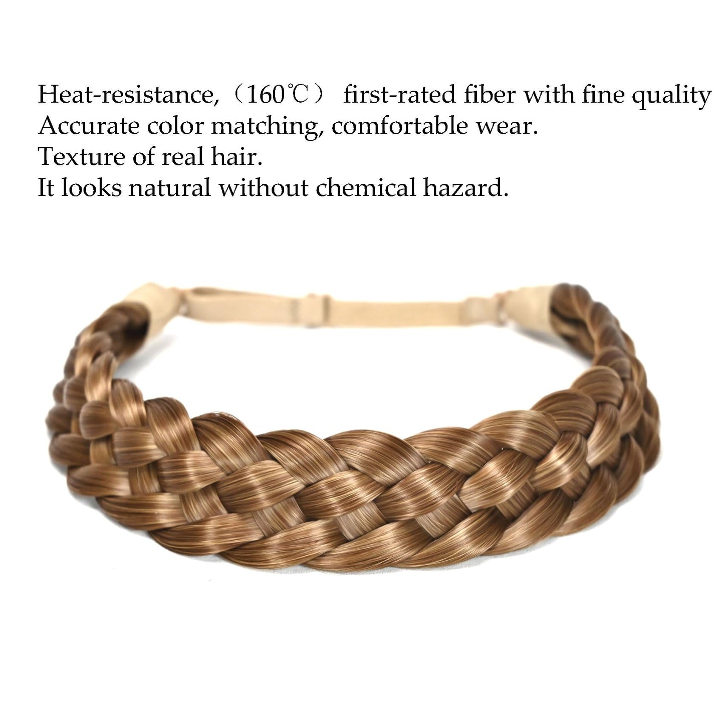 TOECWEGR 5 Strands Synthetic Hair Braided Headband Hairpiece Classic Chunky Wide Plaited Braids ElasticMulti Color Headband Ladies Beauty Hair Accessories …